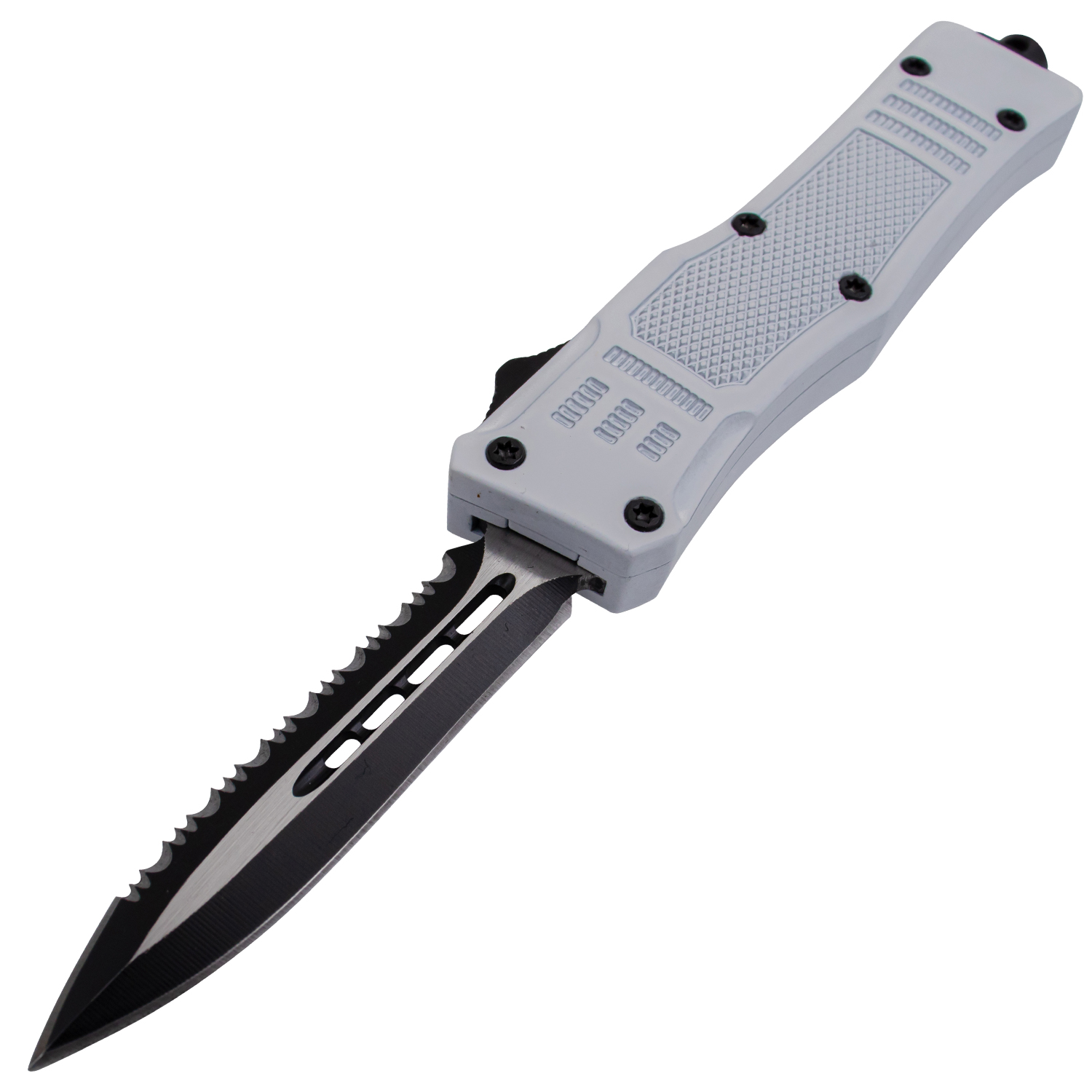 Covert OPS USA OTF Automatic Knife 7 Inch Overall Half Serrated White